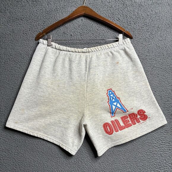 Vtg Houston Oilers Sweats Sweat Shorts Men’s Large Made in USA Licensed Dated - Picture 2 of 15